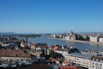 Donau von der Fischerbastei in Budapest